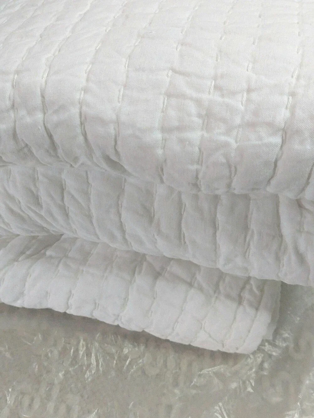 Quince European White Linen/ Cotton Stitch Quilt! King/ Cal King (332)